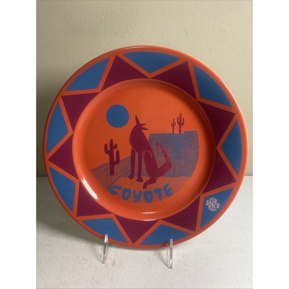 Vintage Buffalo Pottery Plate 11" Coyote W/ Cactus Aztec Border 9611A (5 Avail)
